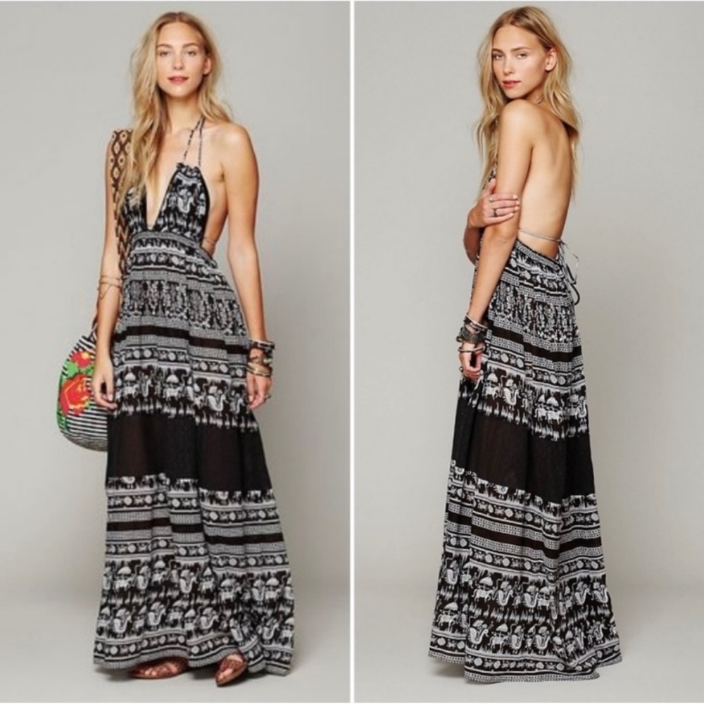 Free People Triangle Top Open Back Maxi Dress XS